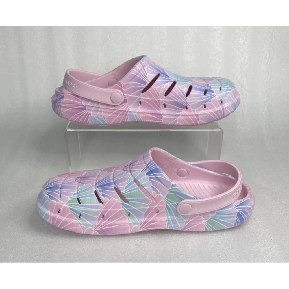 Rugged Shark Eva Shell Print Pink Clogs Slip on Sandals Big Girls Size 6 NEW